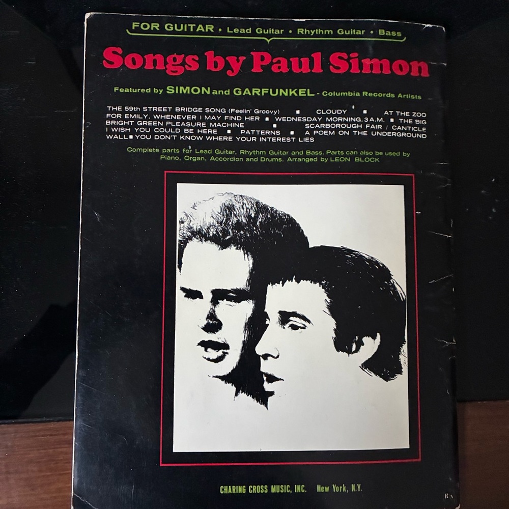 Vintage Song Book of Music by Paul Simon for Guitar